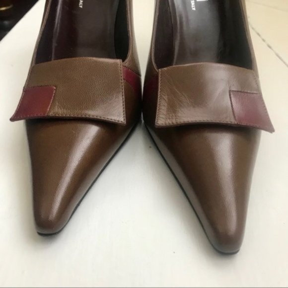 Gunmetal Brown color-block stiletto pumps NEW w/o box - Picture 6 of 12